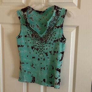 Rampage Teal and Brown Patterned Tank Top